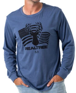 Realtree Men's Deer FlagLong Sleeve Shirt -Richardson US Shop 2980 BL DETAILS 33364.1684265940