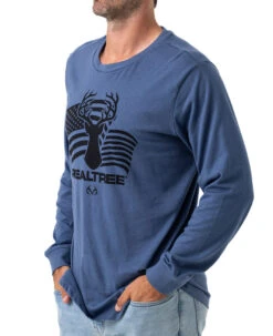 Realtree Men's Deer FlagLong Sleeve Shirt -Richardson US Shop 2980 BL SIDE 01746.1684265940