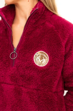 Realtree Women's Jolene Purple Sherpa 1/4 Zip Pullover -Richardson US Shop C30384 PL LOGO 11672.1693240732