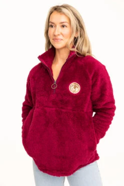 Realtree Women's Jolene Purple Sherpa 1/4 Zip Pullover -Richardson US Shop C30384 PL POCKETS 94817.1693240732