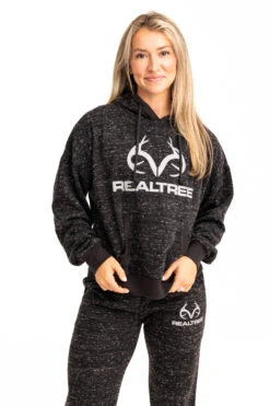 Realtree Women's  Applejack Black Speckled Fleece Hoodie -Richardson US Shop C30385 BK MODEL 81625.1693237310