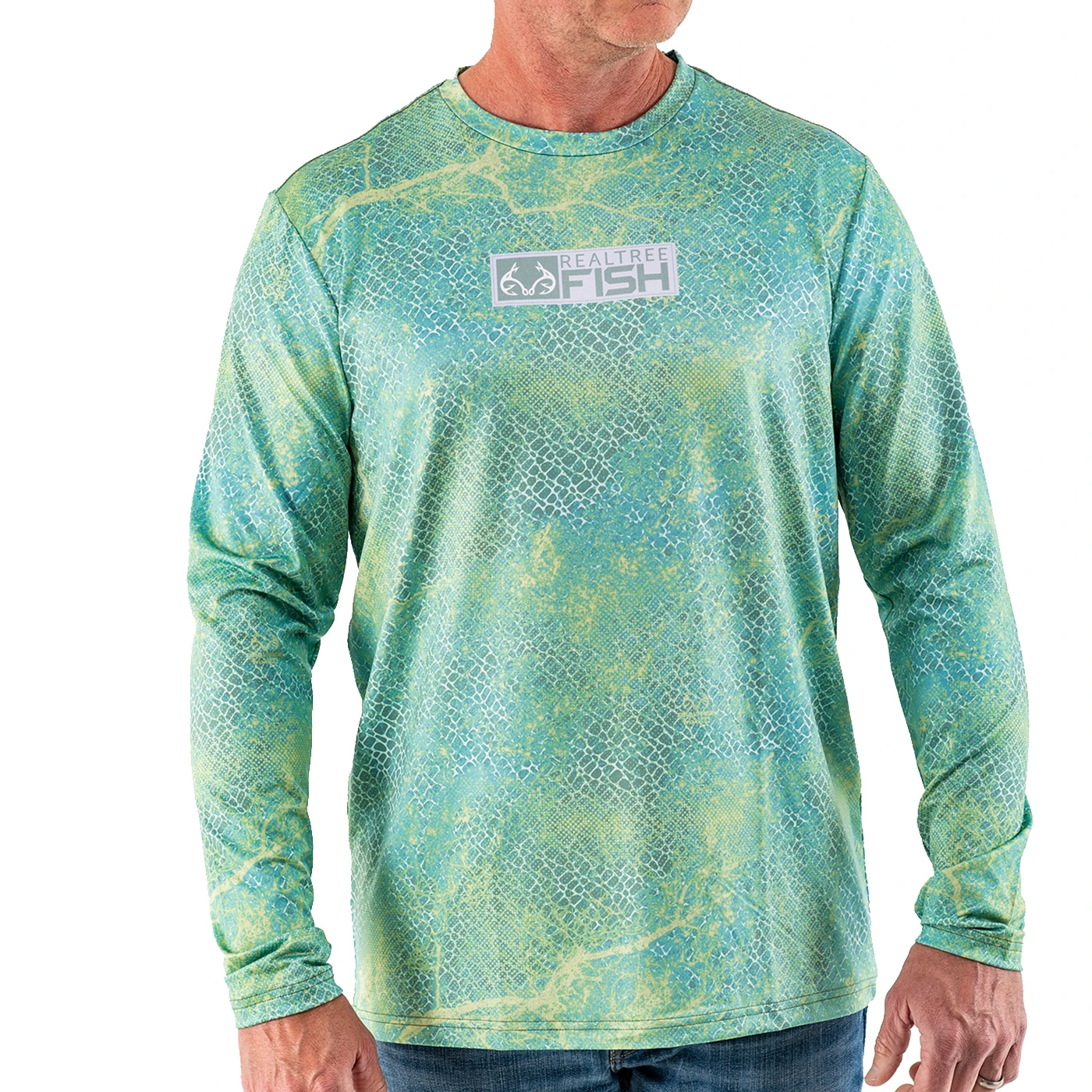 Realtree Men's RTF Mako Green Long Sleeve Performance Shirt 1 Realtree Men's RTF Mako Green Long Sleeve Performance Shirt