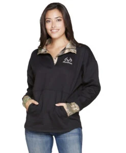 Realtree Women's Aspen 1/4 Snap Fleece Pullover -Richardson US Shop women black copy 36349.1682542627