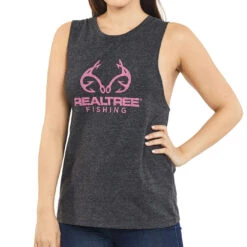 Realtree Women's Fishing Tie-Back Tank -Richardson US Shop womens fishing tie back tank Black 89332.1560871345