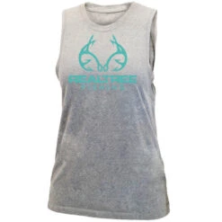 Realtree Women's Fishing Tie-Back Tank -Richardson US Shop womens fishing tie back tank gray 88300.1560871330